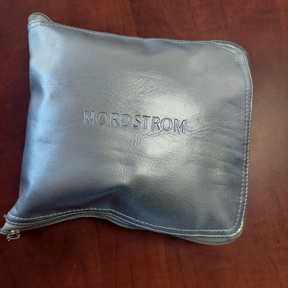 Nordstrom zip up silver shopping tote